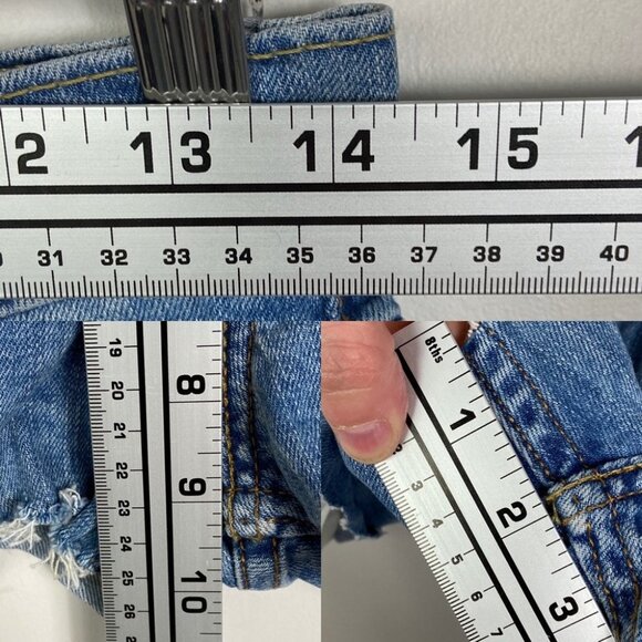 Levis Cut Off Jean Shorts Size 28 Stretch Zipper Fly Belt Loops Raw Hem Denim - Picture 9 of 12